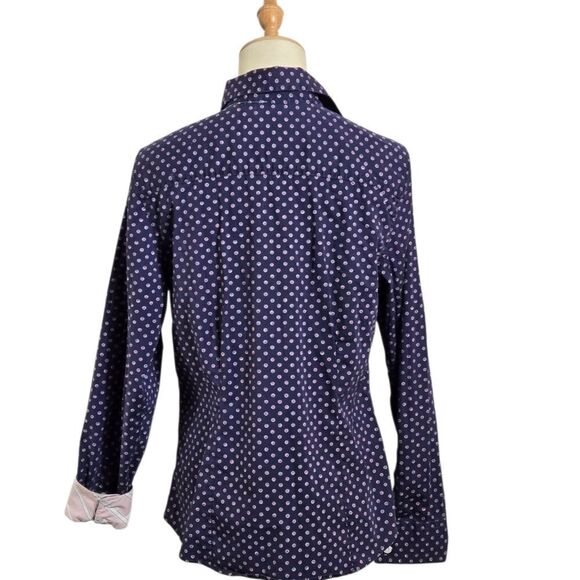 L.L. Bean Navy and Pink Polka Dot Button Down Shirt - Picture 4 of 6